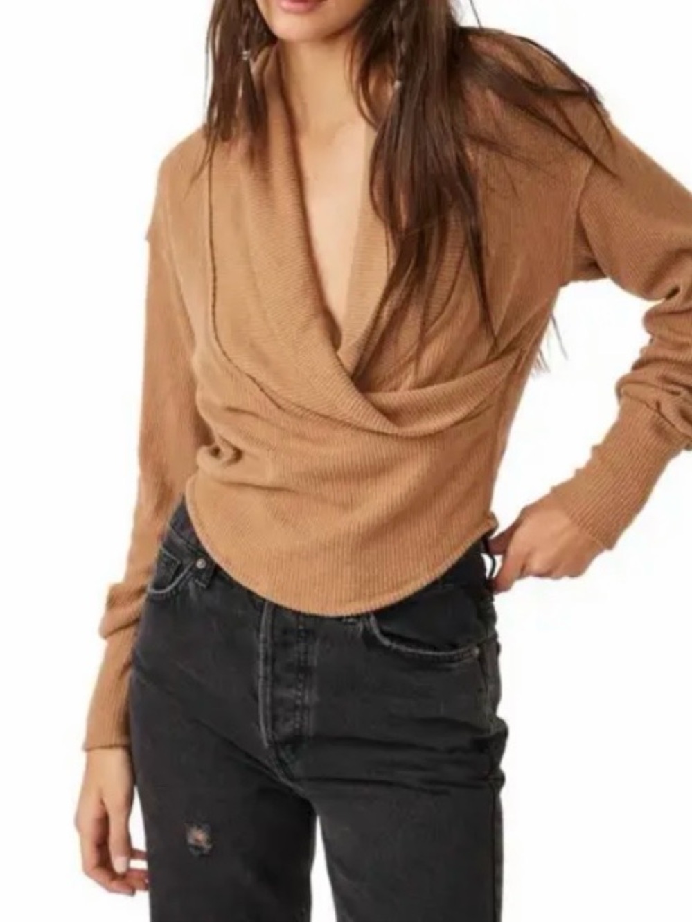 Free People We The Free Hold Me Close Rib Wrap Top Size XS